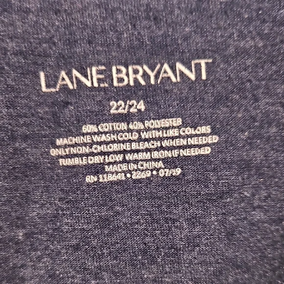 Lane Bryant Navy Long Sleeve Tee with Pink Print - Picture 2 of 3